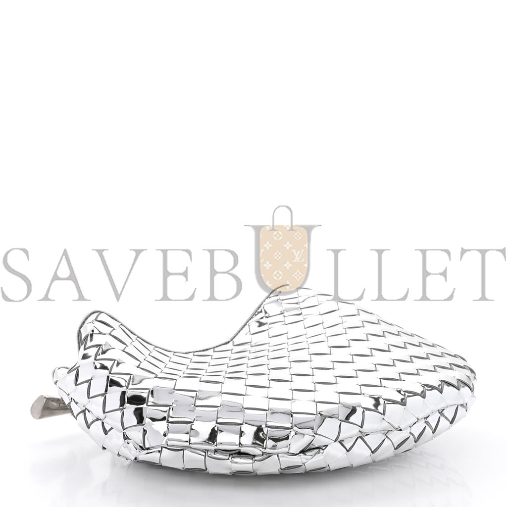 BOTTEGA VENETA MIRROR LAMINATED NAPPA INTRECCIATO SARDINE BAG SILVER  (33*24*3cm)